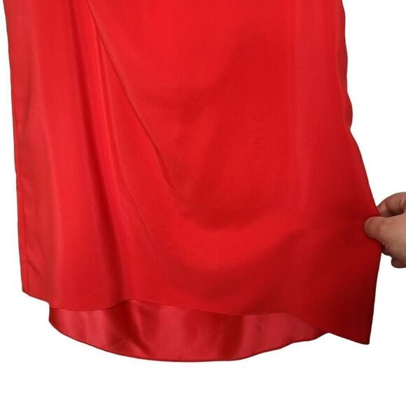 Amanda Uprichard Desiree Silk Red Off Shoulder Mini Dress Size Medium - Picture 6 of 10
